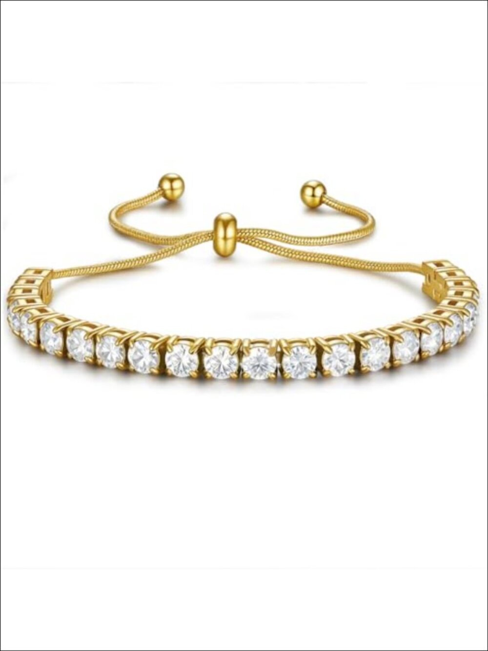 Moissanite Tennis Bracelet Adjustable 18K Gold Plated Stainless Steel